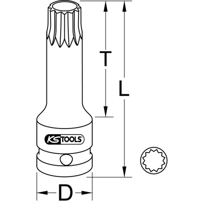 Produktbild von KSTOOLS® - 1/2" Kraft-Bit-Stecknuss Vielzahn, lang, M14