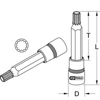 Produktbild von KSTOOLS® - 1/2" Bit-Stecknuss XZN, M14, 110mm