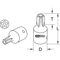 Produktbild von KSTOOLS® - 1/4" CHROMEplus Bit-Stecknuss Fünfstern, Stirnlochbohrung,TS25