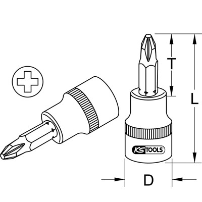 Produktbild von KSTOOLS® - 1/4" Bit-Stecknuss, PH2