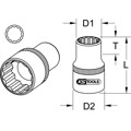 Produktbild von KSTOOLS® - 1" 12-kant-Stecknuss, kurz, 75mm