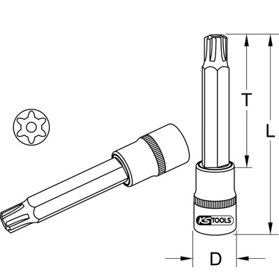 Produktbild von KSTOOLS® - 1/2" Bit-Stecknuss RIBE mit Stirnlochbohrung, lang, M5