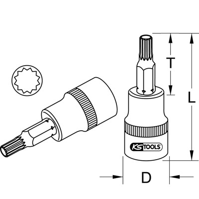 Produktbild von KSTOOLS® - 3/8" CHROMEplus Bit-Stecknuss XZN, M8