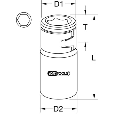 Produktbild von KSTOOLS® - 1/4" Bit-Adapter-Stecknuss, mit Spannring