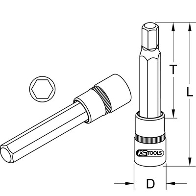 Produktbild von KSTOOLS® - 1/2" Bit-Stecknuss Innensechskant, lang, 19mm