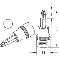 Produktbild von KSTOOLS® - 1/2" Bit-Stecknuss, lang, PH3