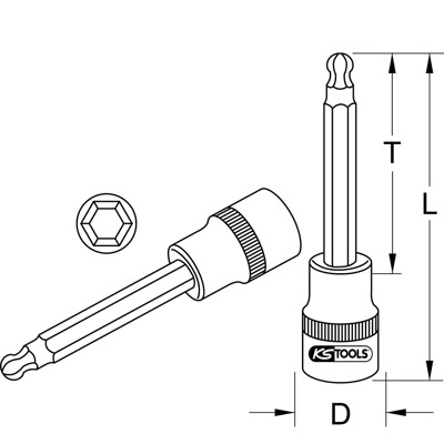 Produktbild von KSTOOLS® - 1/2" CHROMEplus Bit-Stecknuss XZN, lang, M8