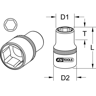 Produktbild von KSTOOLS® - 3/8" CHROMEplus Sechskant-Stecknuss, 11/16"