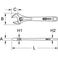 Produktbild von KSTOOLS® - EDELSTAHL Rollgabelschlüssel, verstellbar, 6"