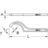 Produktbild von KSTOOLS® - Fester Hakenschlüssel mit Nase, 80-90mm