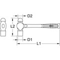 Produktbild von KSTOOLS® - EDELSTAHL Schlosserhammer mit Fiberglasstiel, 910g