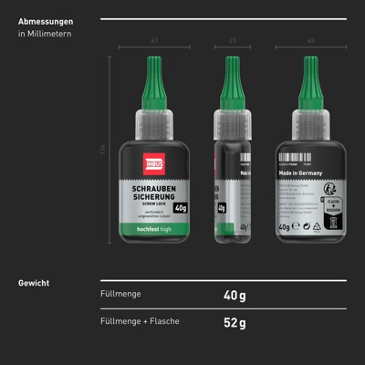 Produktbild von INBUS® - Schraubensicherung hochfest, grün, mittelviskos, 40g (Art. 79680)