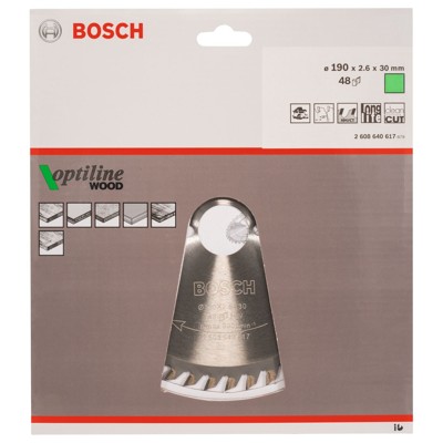 Produktbild von Bosch - HM-Kreissägeblatt Optiline Wood für Handkreissägen ø190 x 30mm 48WZ (26