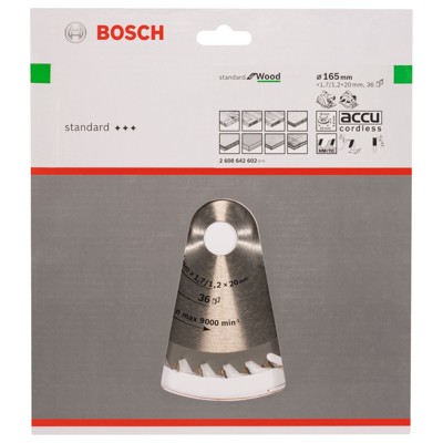 Produktbild von Bosch - HM-Sägeblatt Optiline Wod ø165 x 20mm 36Z WZ (2608642602)