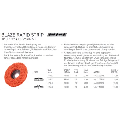 Produktbild von NORTON clipper® - Vlies Compact Rapid Blaze schräg 125mm