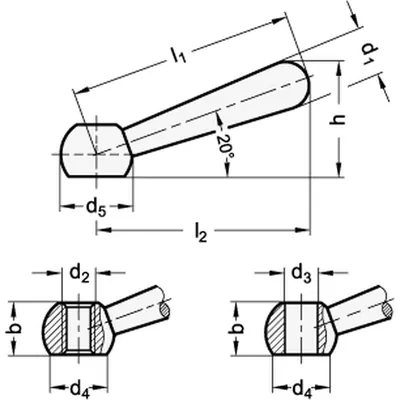 Produktbild von Ganter Norm® - Verkürzte Kegelgriffe, Stahl (204-13-M10-N)