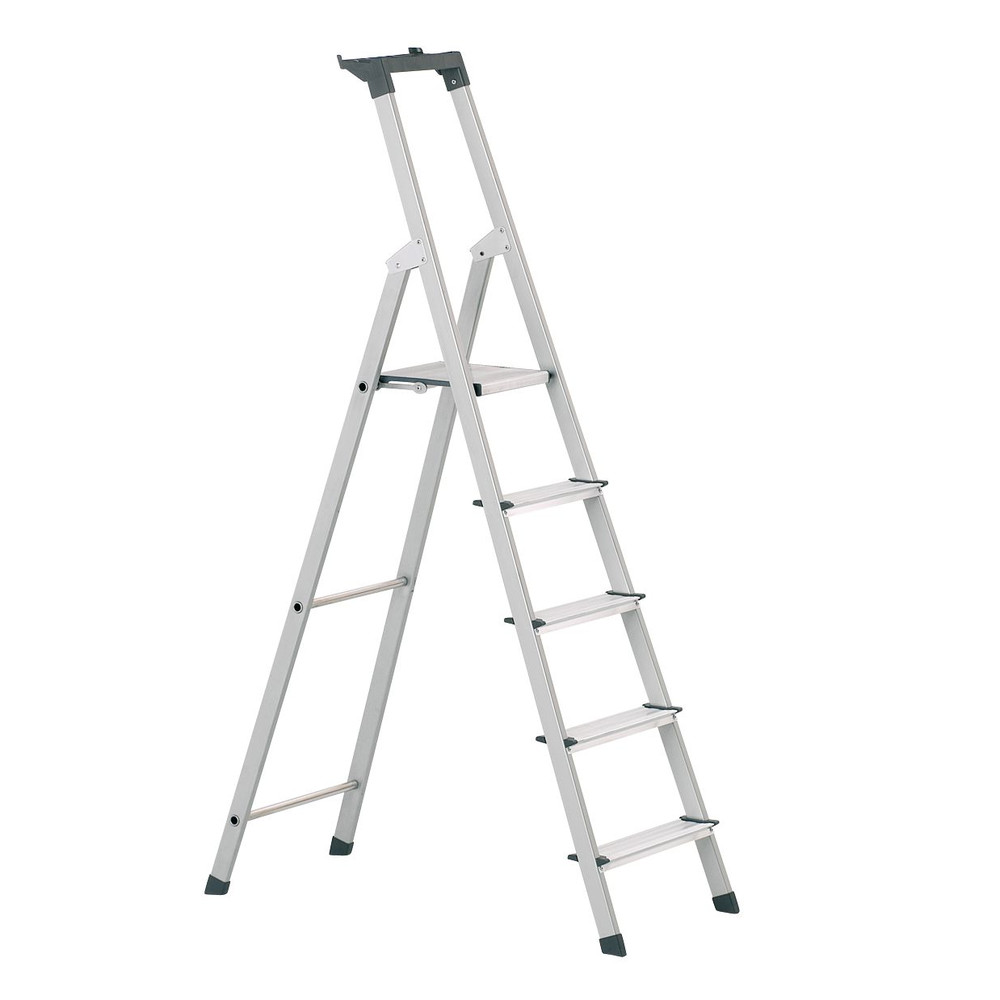 ZARGES Stehleiter 5 Stufen, Aluminium, einseitig begehbar, H 1.820mm, B 460mm Produktbild img4 L