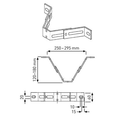 Produktbild von ZARGES - Wandanker verstellbar, Stahl verzinkt, Wandabstand 120mm - 180mm