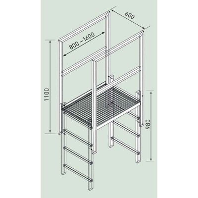 Produktbild von ZARGES - Ausstieg m. Überg., Alu eloxiert, 800mm, Ausladung 800mm, Abstiegsl. H