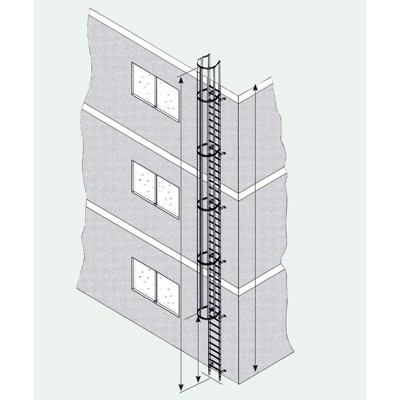 Produktbild von ZARGES - Steigleiter einzügig, Steighöhe 9.600mm Aluminium eloxiert, L 10.700mm