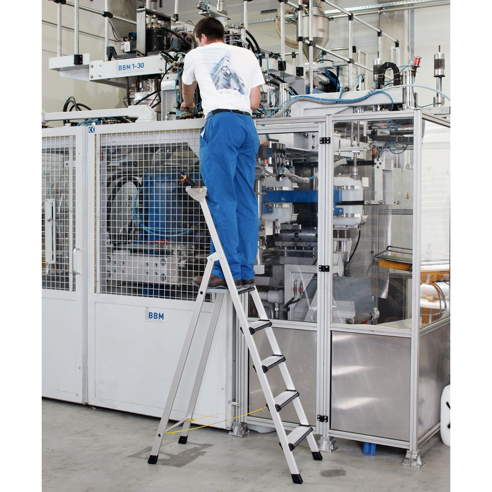 ZARGES Stehleiter 5 Stufen, Aluminium, einseitig begehbar, H 1.890mm, B 480mm Produktbild img1 L