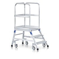 Produktbild von ZARGES - Podesttreppe 7 Stufen, einseitig, fahrbar Plattform B600mm L800mm, Stu