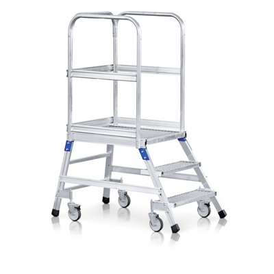 Produktbild von ZARGES - Podesttreppe 6 Stufen, einseitig, fahrbar Plattform B600mm L800mm, Stu