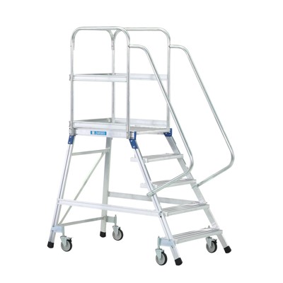 Produktbild von ZARGES - Podesttreppe 6 Stufen, beidseitig, fahrbar Plattform B600mm L800mm, St