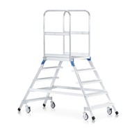 Produktbild von ZARGES - Podesttreppe 7 Stufen, beidseitig, fahrbar Plattform B600mm L800mm, St