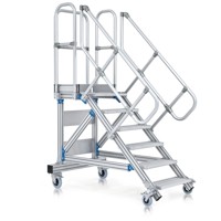Produktbild von ZARGES - Treppe 11 Stufen, 45°, Stufenbreite 600mm, beidseitiger Handlauf