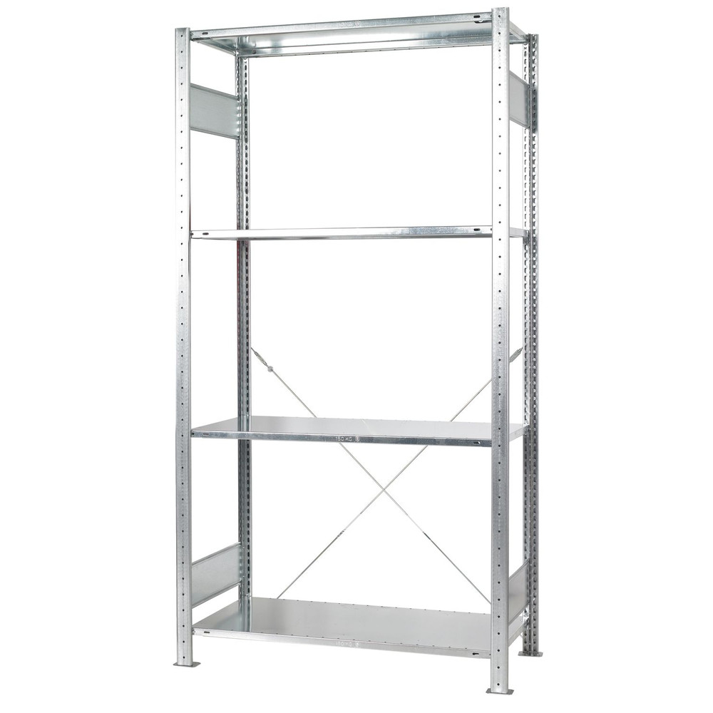 SCHULTE SCHULTE Green GR, Steckregal MULTIplus150-Set, 2000 x 1000 x 400 mm, 4 Fachböden, Kreuzstrebe, verzinkt Produktbild img4 L