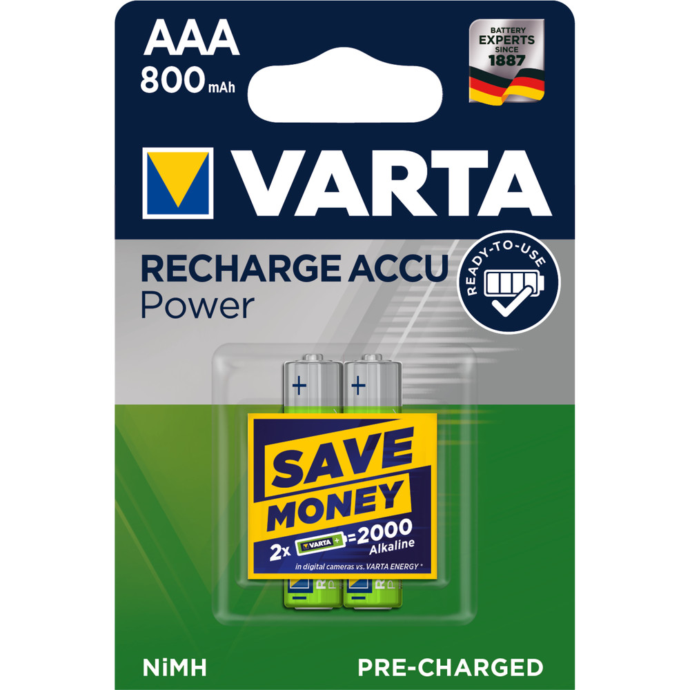 VARTA® Rechargeable Power Accu Micro 2er Blister Produktbild img1 L