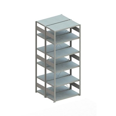 Produktbild von META® - Doppel-Grundregal CLIP 100 2500 x 1000 x 500 RAL 7035 kpl. mit 2 x 6 Bö