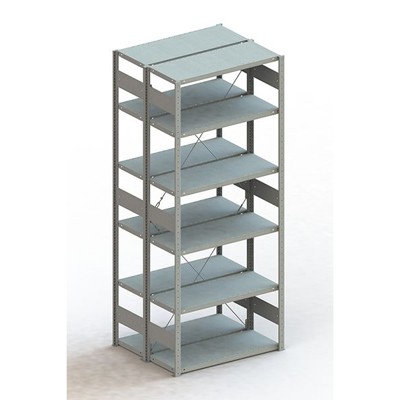 Produktbild von META® - Doppel-Grundregal CLIP 100 S3 2500 x 1000 x 400 RAL 7035 kpl. mit 2 x 6