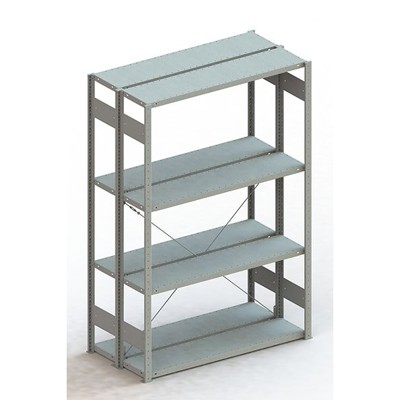 Produktbild von META® - Doppel-Grundregal CLIP 230 S3 2000 x 1300 x 300 RAL 7035 kpl. mit 2 x 4