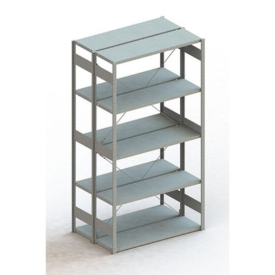 Produktbild von META® - Doppel-Grundregal CLIP 230 S3 2500 x 1300 x 400 RAL 7035 kpl. mit 2 x 5