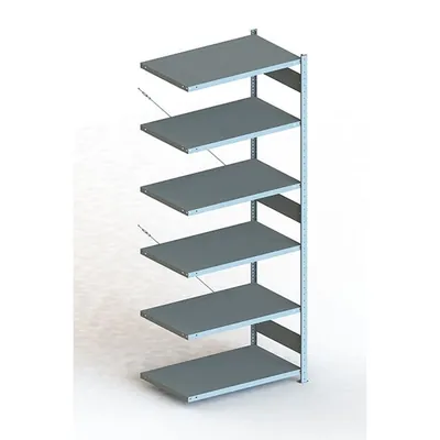 Produktbild von META® - Anbauregal CLIP 100 S3 Längsriegel 2500x1000x600 6 Böden, RAL 7035, zer