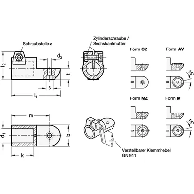 Produktbild von Ganter Norm® - Laschen-Klemmverbinder, Aluminium (276-B48-AV-2-SW)