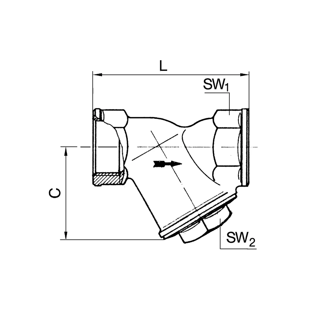 RIEGLER Schmutzfänger, Rotguss, G 1 1/2, DN 40, MW 0,25 mm (60-7/K) Produktbild img1 L