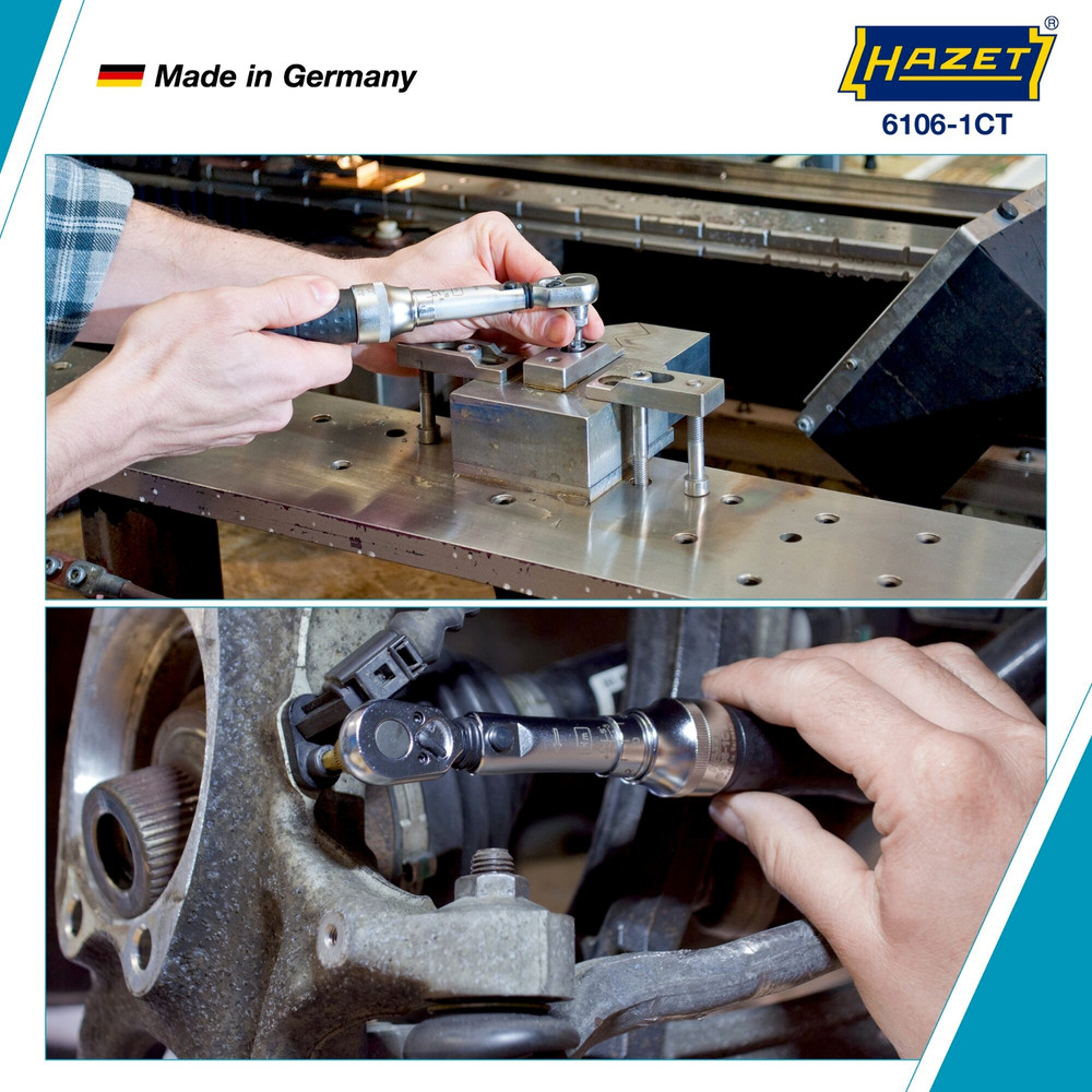 HAZET Drehmomentschlüssel 6106-1CT ∙ Drehmomentbereich min-max: 1 – 6 Nm ∙ Genauigkeit: 4% ∙ 1/4 Zoll (6,3 mm) Vierkant massiv ∙ Länge: 197 mm Produktbild img5 L