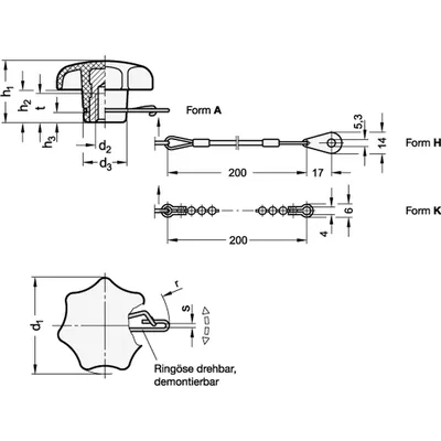 Produktbild von Ganter Norm® - Sterngriffe mit Verliersicherung (6336.13-32-M6-K)