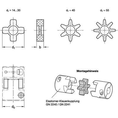 Produktbild von Ganter Norm® - Kupplungssterne für GN 2240 / GN 2241 (2240.1-40-RS)