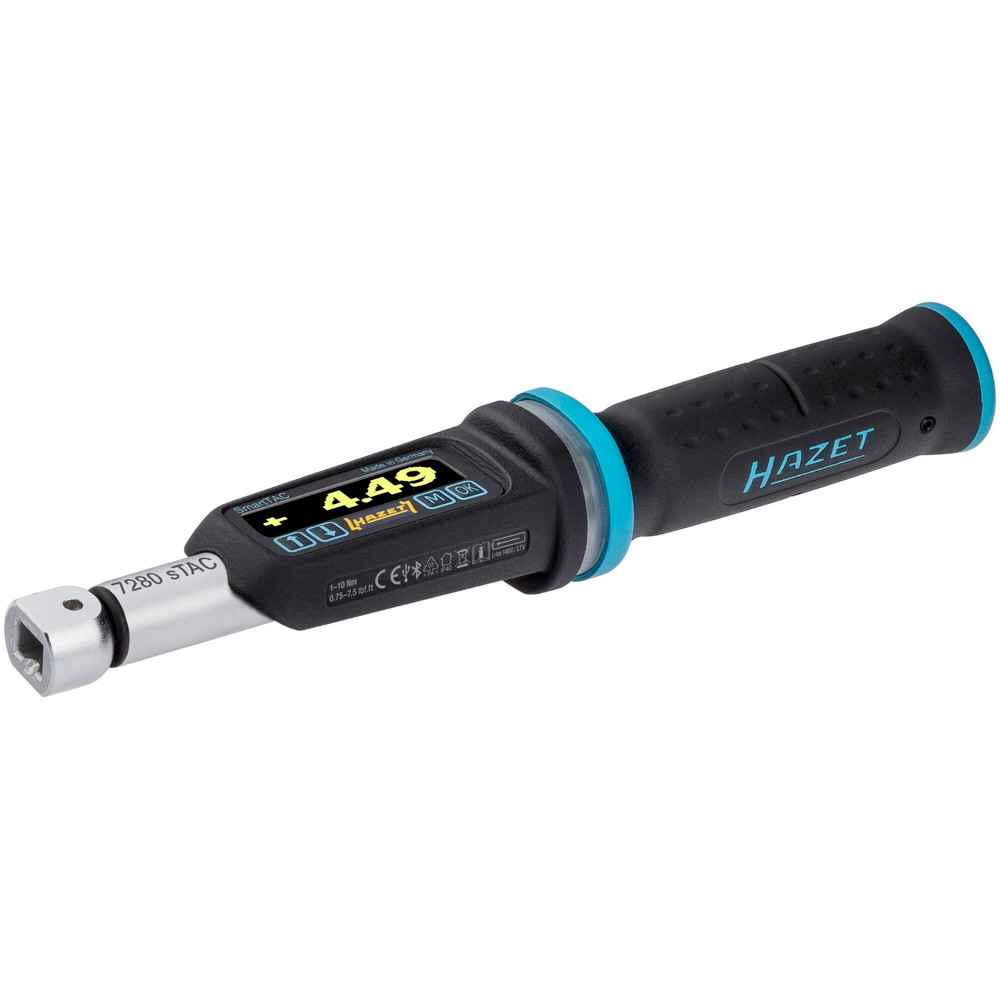 HAZET Elektronischer Drehmoment- / Drehwinkelschlüssel 7280-2STAC ∙ Drehmomentbereich min-max: 1 – 10 Nm ∙ lbf min-max: 0.75 – 7.5 lbf.ft  ∙ Genauigkeit: 2% ∙ 9 x 12 mm Einsteck-Vierkant hohl, 1/4 Zoll (6,3 mm) Vierkant massiv ∙ Länge: 260 mm Produktbild img5 L