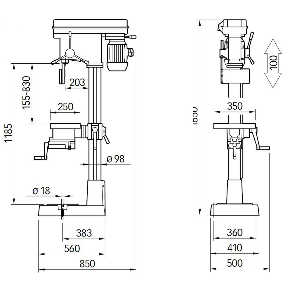 ELMAG PREMIUM Highspeed-Säulenbohrmaschine V25E PGM, schwenkbarer Schraubstocktisch Produktbild img2 L