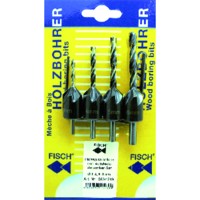 Produktbild von FISCH® - Holzspiralbohrer und Aufsteckversenker-Set, 4-teilig, 3 - 6mm