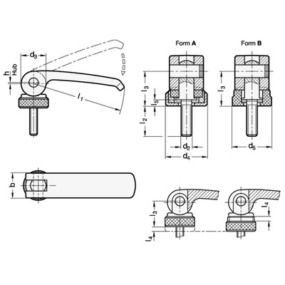 Produktbild von Ganter Norm® - Exzenterspanner, Hebel Zink-Druckguss, Auflagescheibe Kunststoff