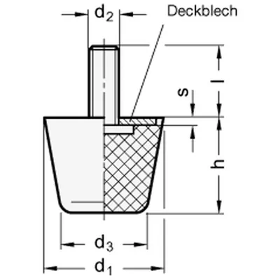 Produktbild von Ganter Norm® - Anschlagpuffer mit Schraube, Stahl (253-25-M6-12-55)