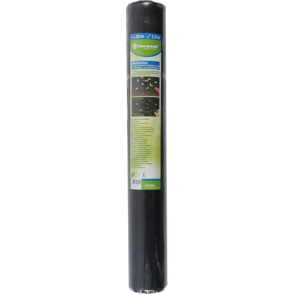 floraworld Mulchvlies schwarz 25 x 1,5m, 50 g/m² Produktbild img1 L