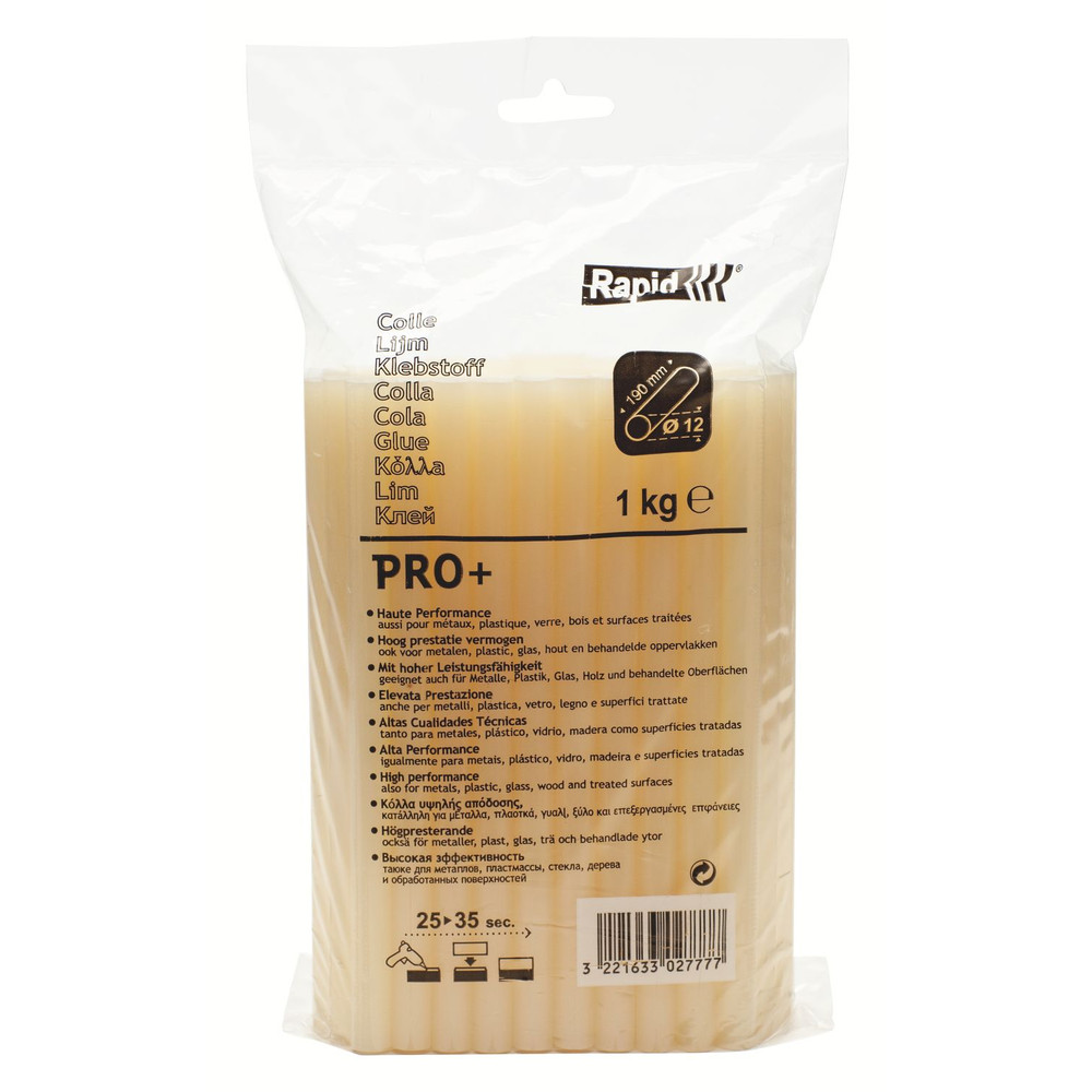 Rapid® Klebesticks PRO+ glue gelb Ø12 x 190mm 1,0kg im Beutel, 40302777 Produktbild img1 L