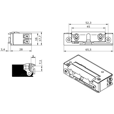 Produktbild von Openers & Closers - Elektro-Türöffner,Mit elektrischer Schutzdiode 5U1X10 AC/DC